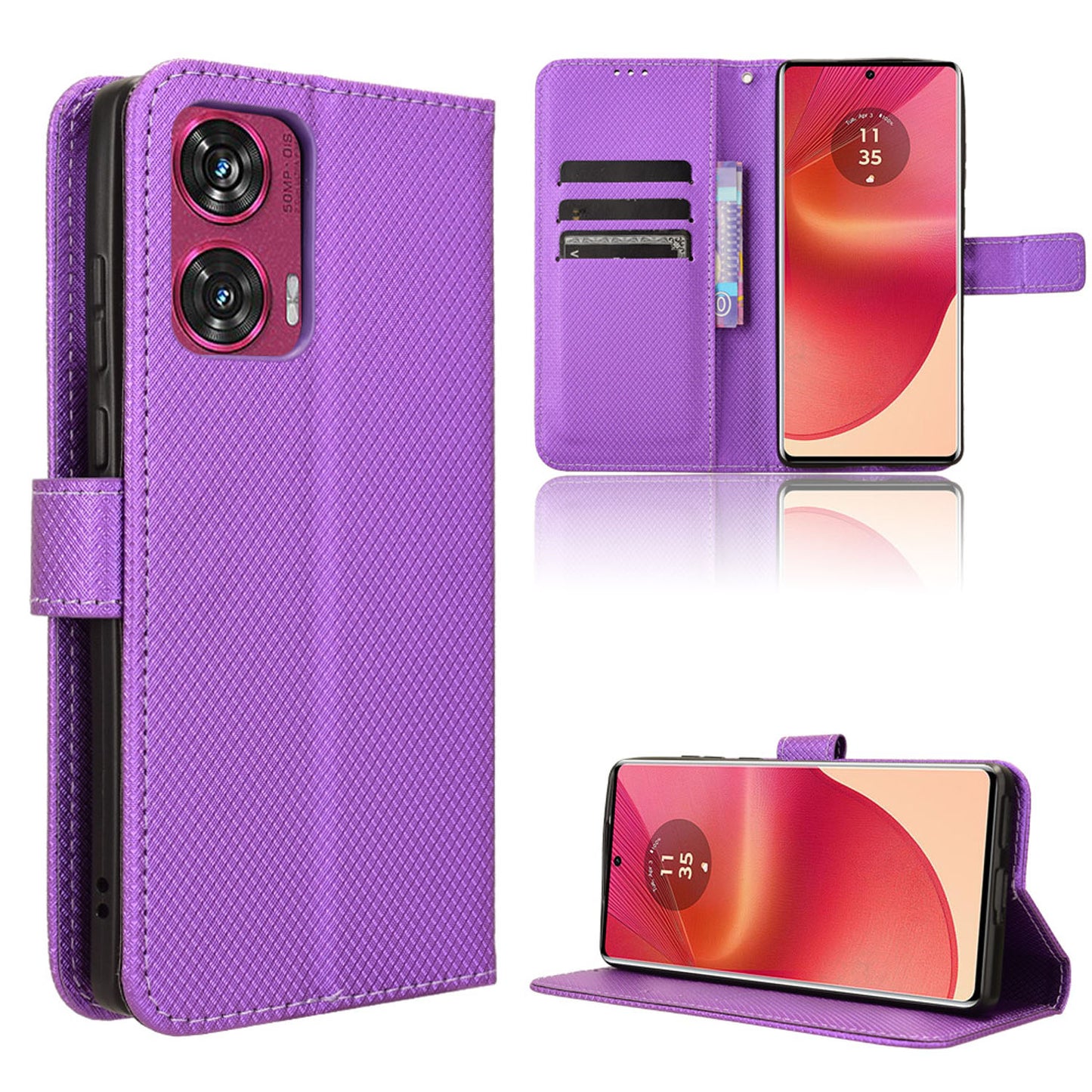 Wallet Case for Motorola Edge 50 Fusion, Purple