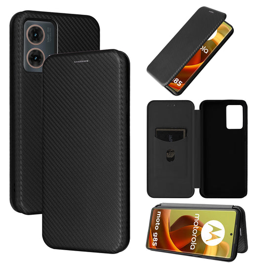 Carbon Fiber Flip Case for Moto G85 5G, Black