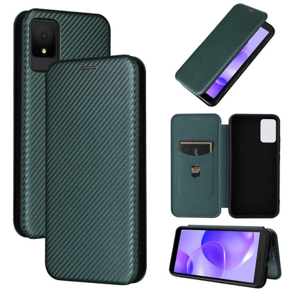 Carbon Fiber Flip Case for TCL 502, Green