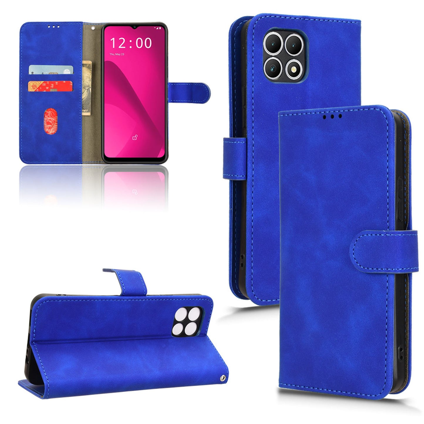 Wallet Case with Card Holder Flip Magnetic Protective Cover for T-Mobile REVVL 7 5G, Blue