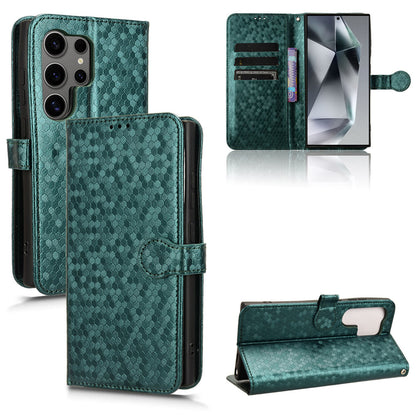 Slim Flip Polka-Dots Phone Case with Card Holder for Samsung Galaxy S24 Ultra, Green