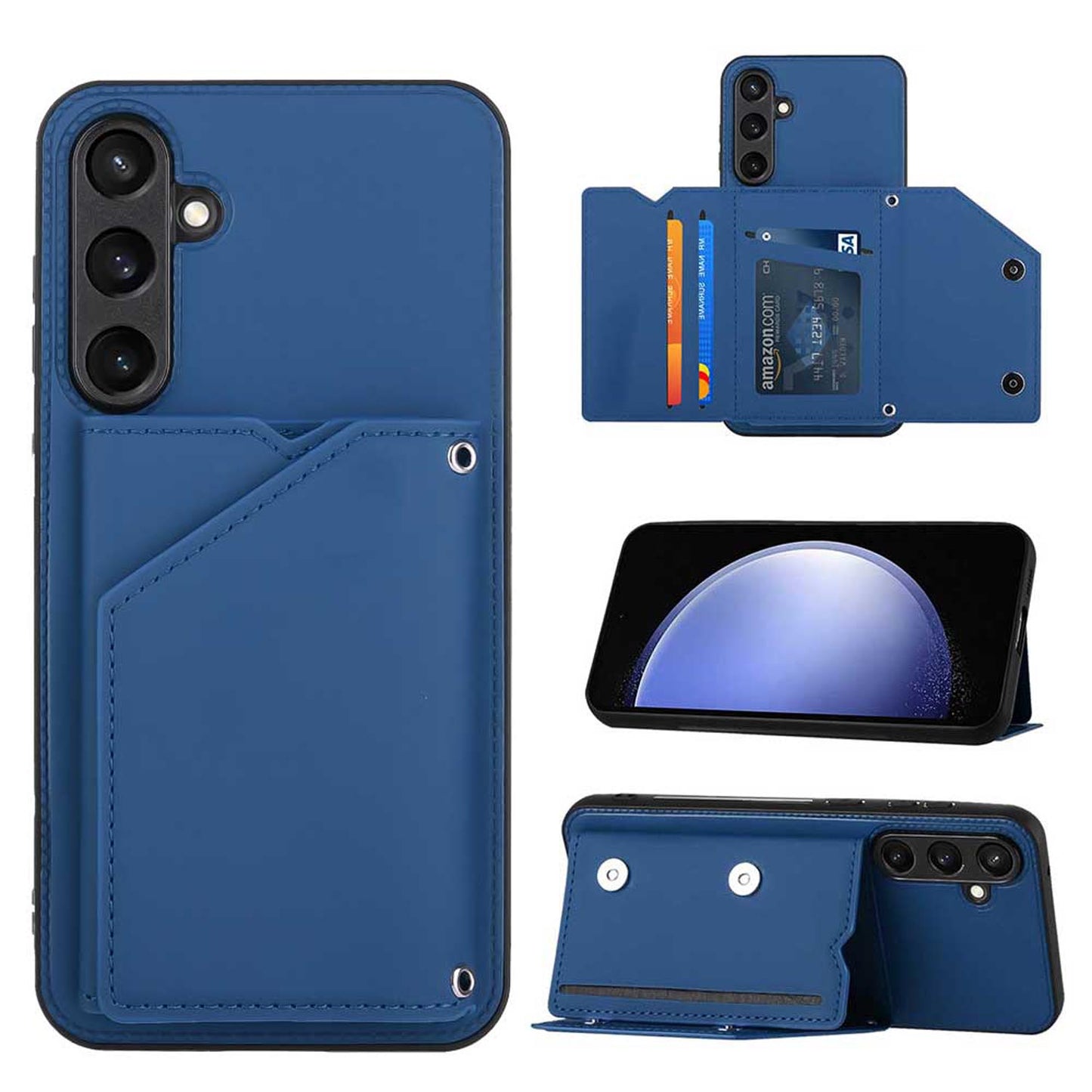 PU Leather Flip Shockproof Protective Cover for Samsung Galaxy S23 FE, Blue