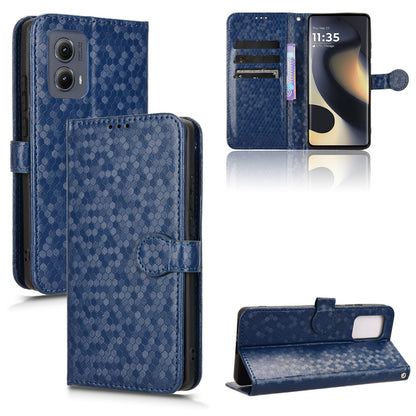 Slim Flip Polka-Dots Phone Case with Card Holder for Motorola Edge (2024), Blue