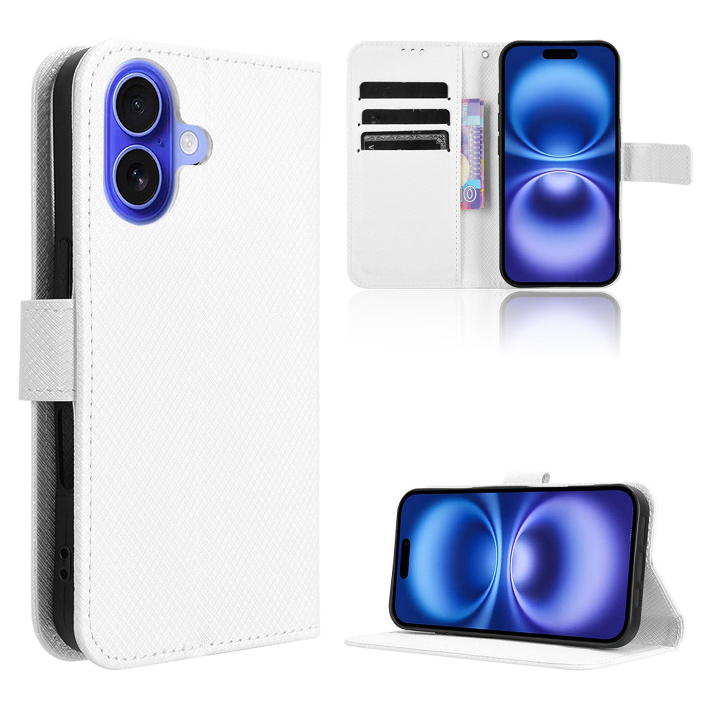 Wallet Case for iPhone 16 Plus, White