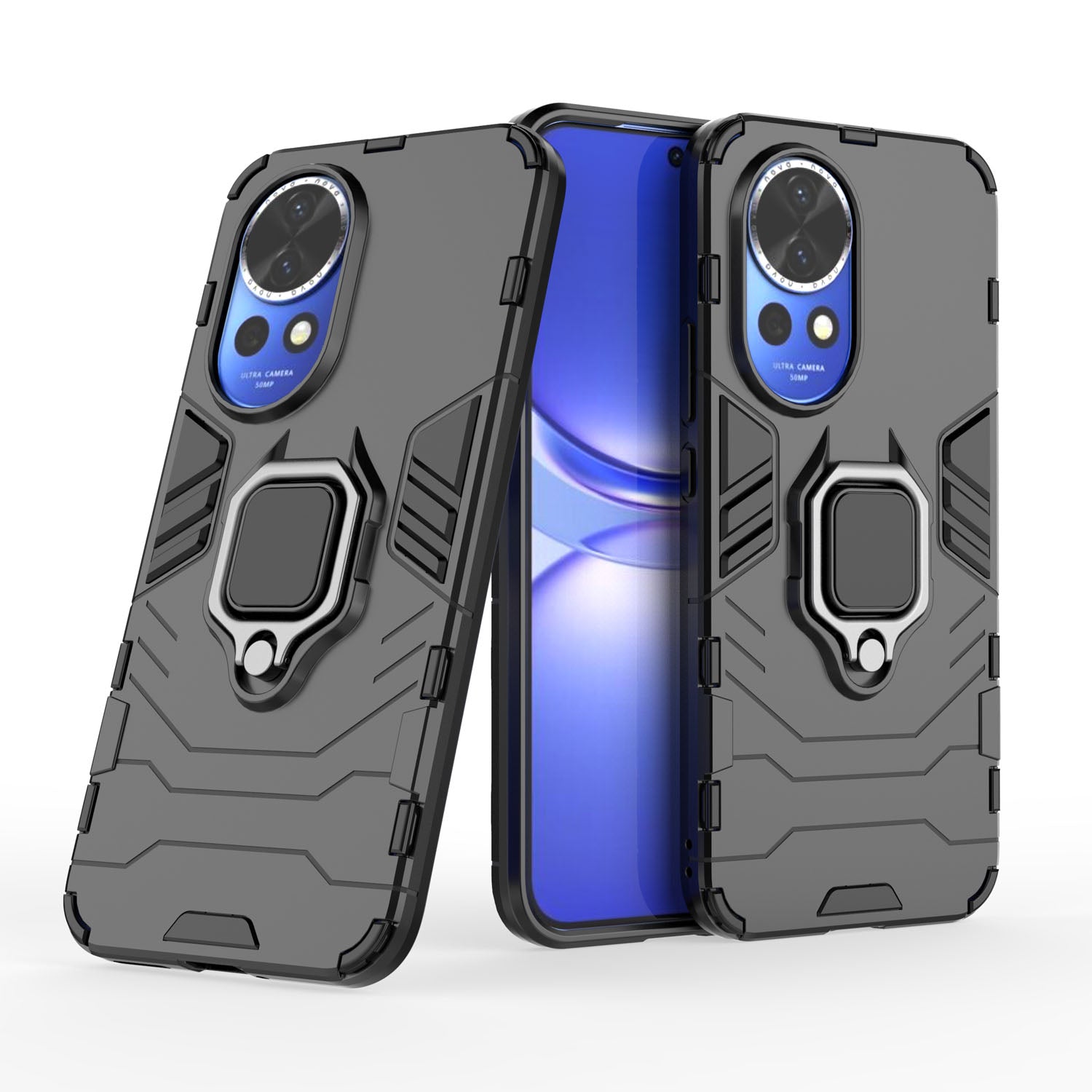 Support Magnetic Car Mounts Stylish Dual Layer Hard PC Back Case for Huawei Nova 12