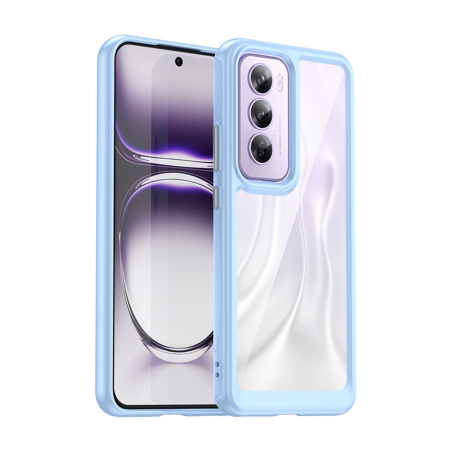 Hard Back Soft Bumper Protective Case for OPPO Reno12 Pro 5G, Blue