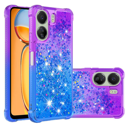 Xiaomi Redmi 13C 4G Gradient Quicksand Series Bling Liquid TPU Case, Purple&Blue