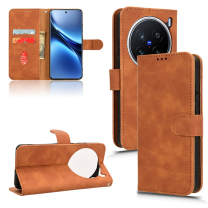 Wallet Case with Card Holder Flip Magnetic Protective Cover for VIVO X200 Pro, Brown