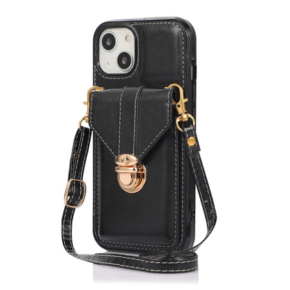 Crossbody Wallet Case with Wrist Strap Shoulder Protective Cover for iPhone 13 Mini