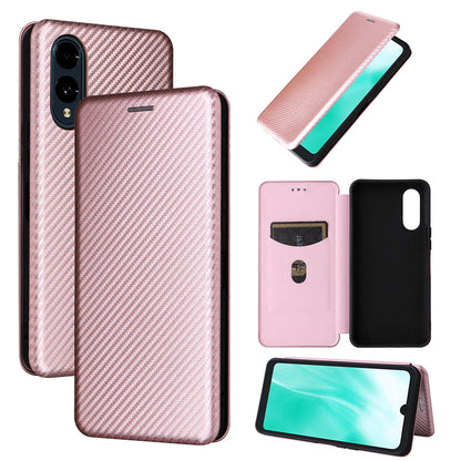 Carbon Fiber Flip Case for arrows We2, Rose Gold