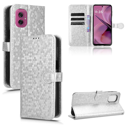 Slim Flip Polka-Dots Phone Case with Card Holder for Moto G55 5G, Silver