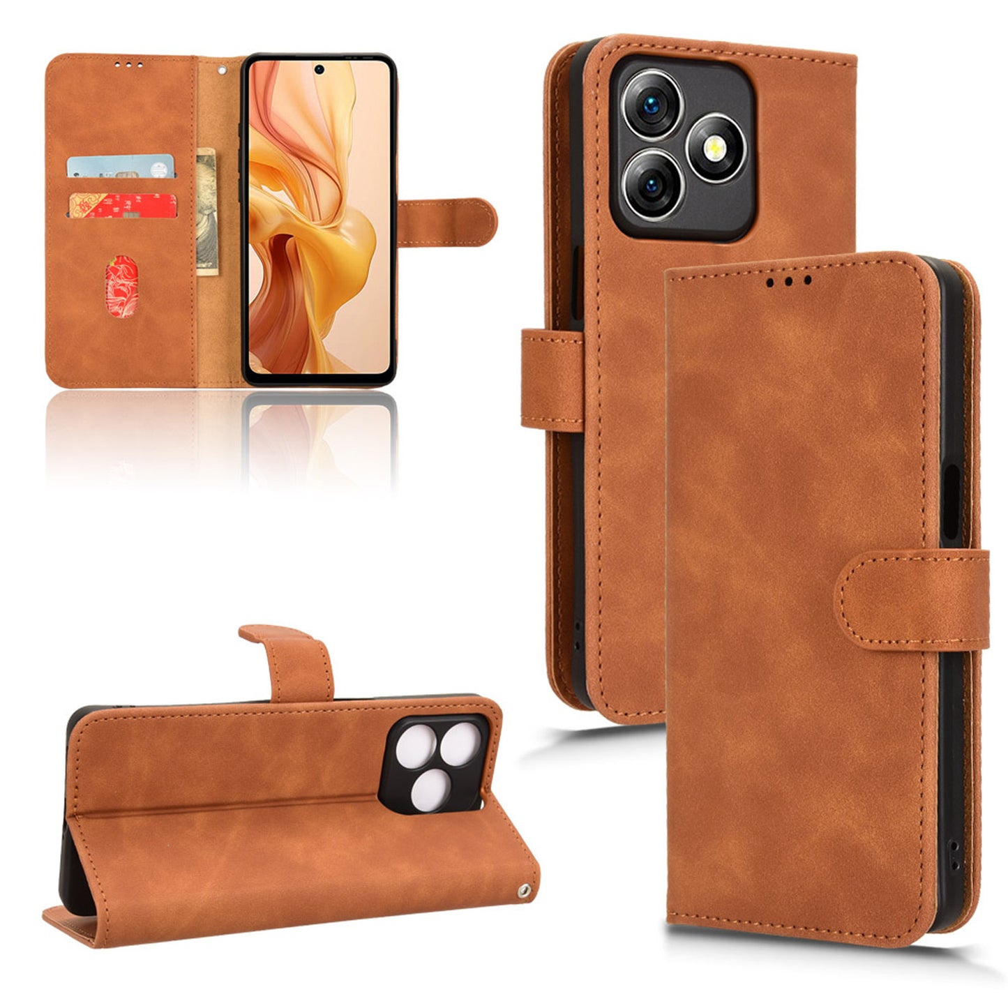 Wallet Case with Card Holder Flip Magnetic Protective Cover for Ulefone Note 18 Ultra, Brown