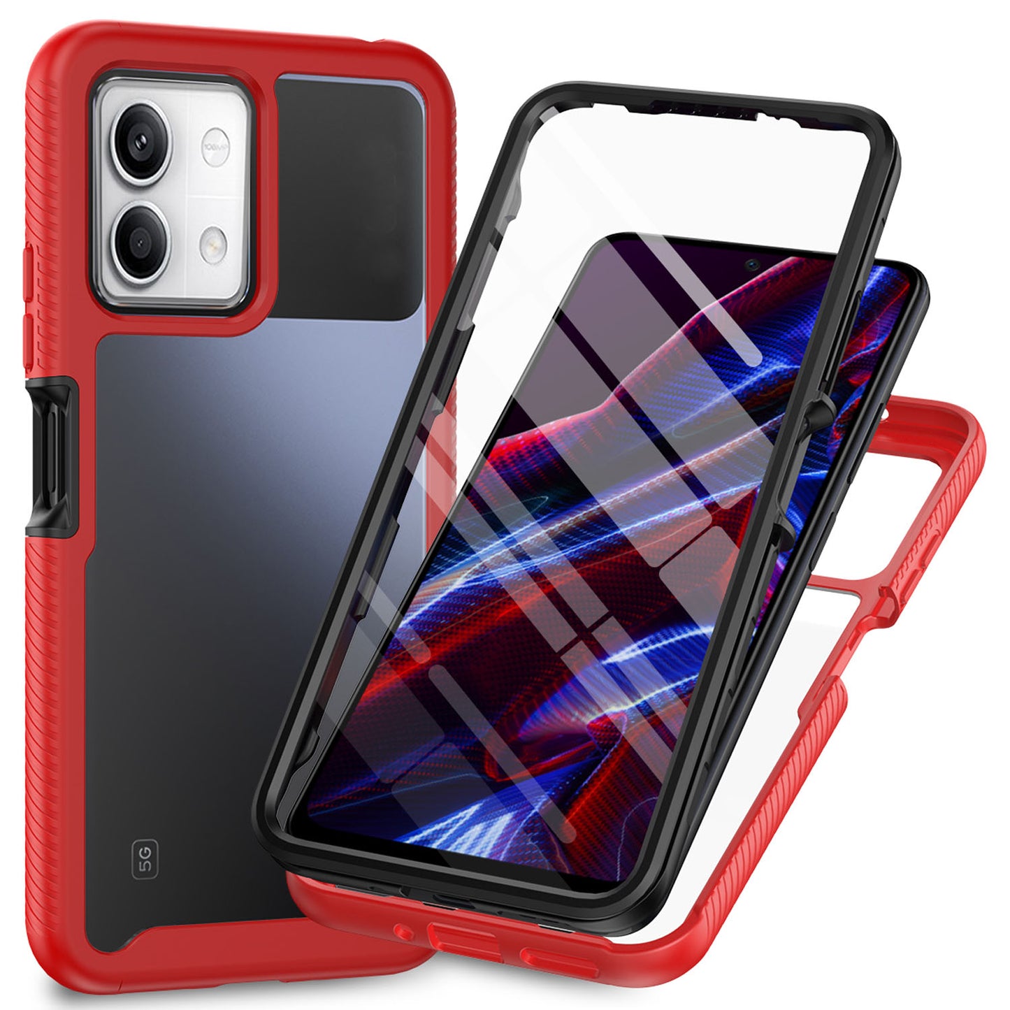 Shockproof Full Body Hard Case with Built-in Screen Protector Cover for Xiaomi Redmi Note 13 5G