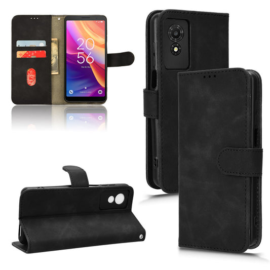 Wallet Case with Card Holder Flip Magnetic Protective Cover for TCL 501, Black