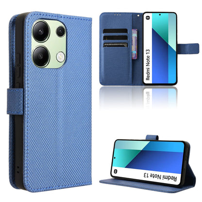 Wallet Case with Credit Card Holder PU Leather Flip Folio Phone Cover for Xiaomi Redmi Note 13 4G, Blue