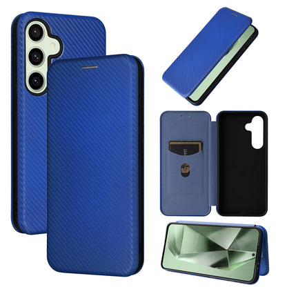 Carbon Fiber Flip Case for Samsung Galaxy S24 FE, Blue