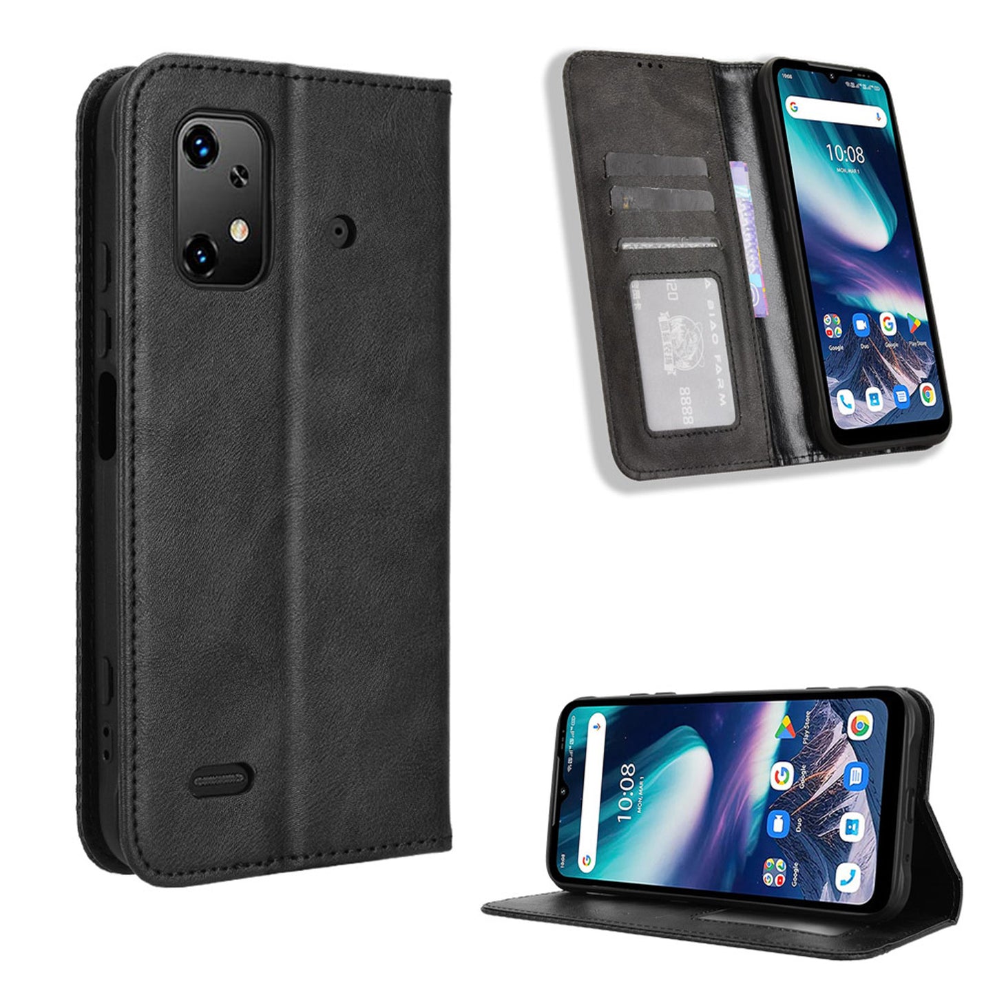 UMIDIGI BISON X20 Flip Folio Case with Card Holder Hidden Magnetic, Brown