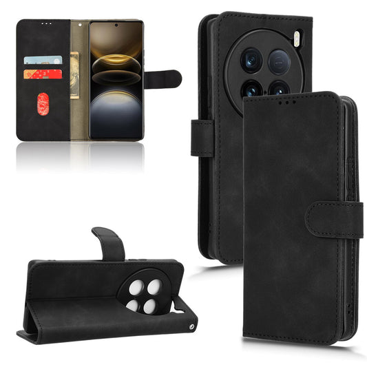 Wallet Case with Card Holder Flip Magnetic Protective Cover for VIVO X100 Ultra, Black