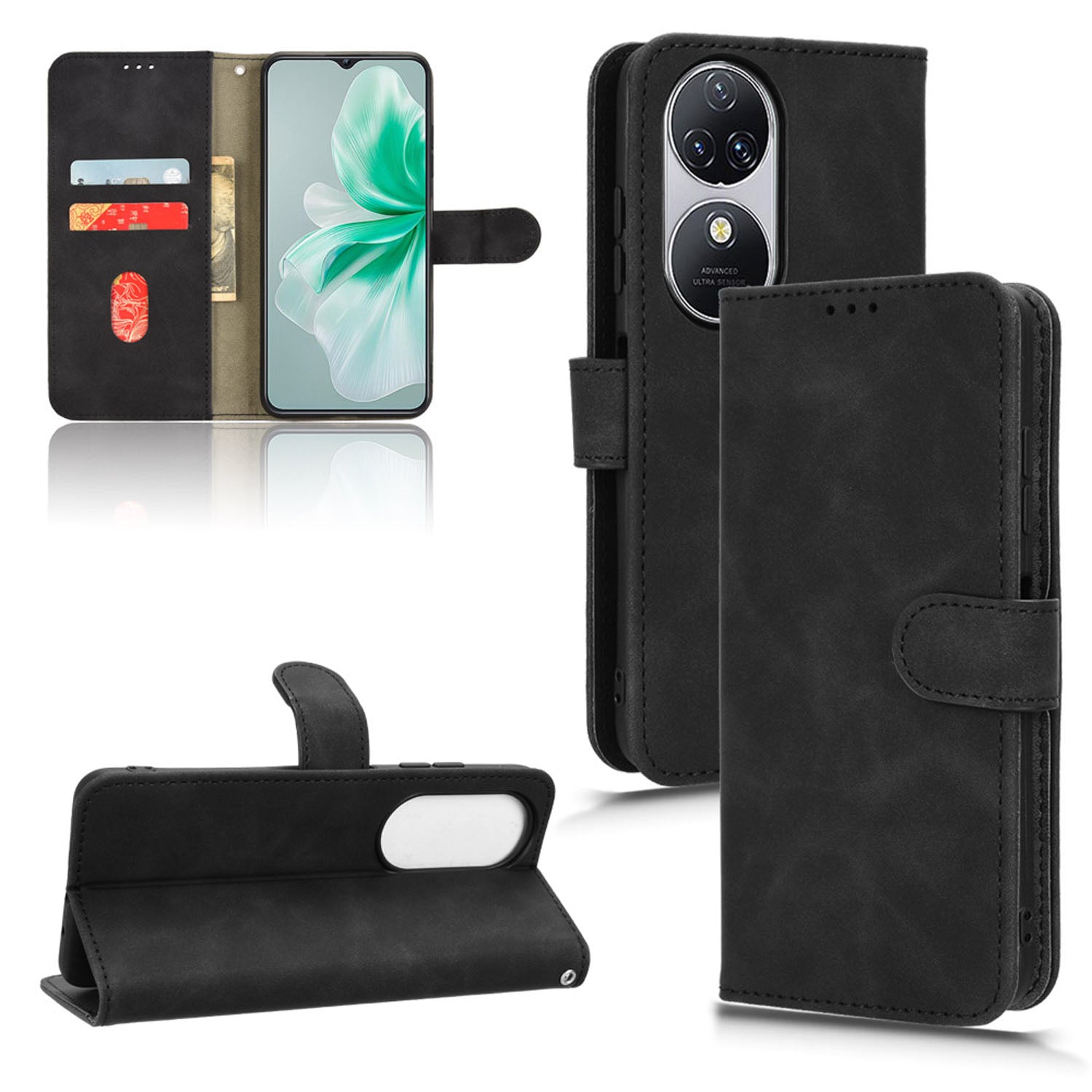 Wallet Case with Card Holder Flip Magnetic Protective Cover for Oukitel C38, Black