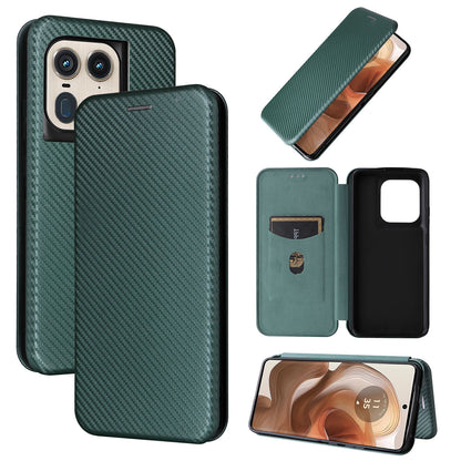 Carbon Fiber Flip Case for Motorola Edge 50 Ultra, Green