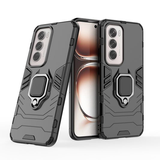 Support Magnetic Car Mounts Stylish Dual Layer Hard PC Back Case for OPPO Reno12 5G