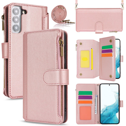 for Samsung Galaxy S22 Wallet Case with RFID Blocking, Rose Gold