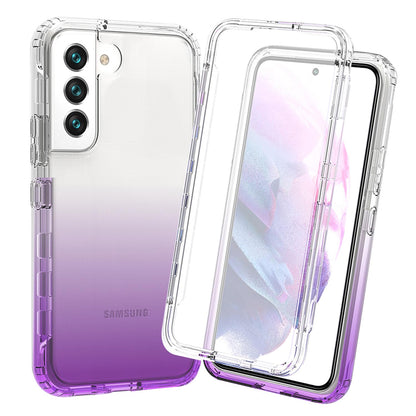 Gradient Clear Shockproof Full Body Case with Built-in Screen Protector Cover for Samsung Galaxy S22, HALF-PURPLE