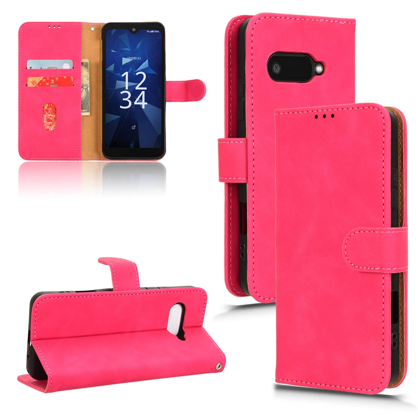 Wallet Case with Card Holder Flip Magnetic Protective Cover for Kyocera Digno SX4, Pink