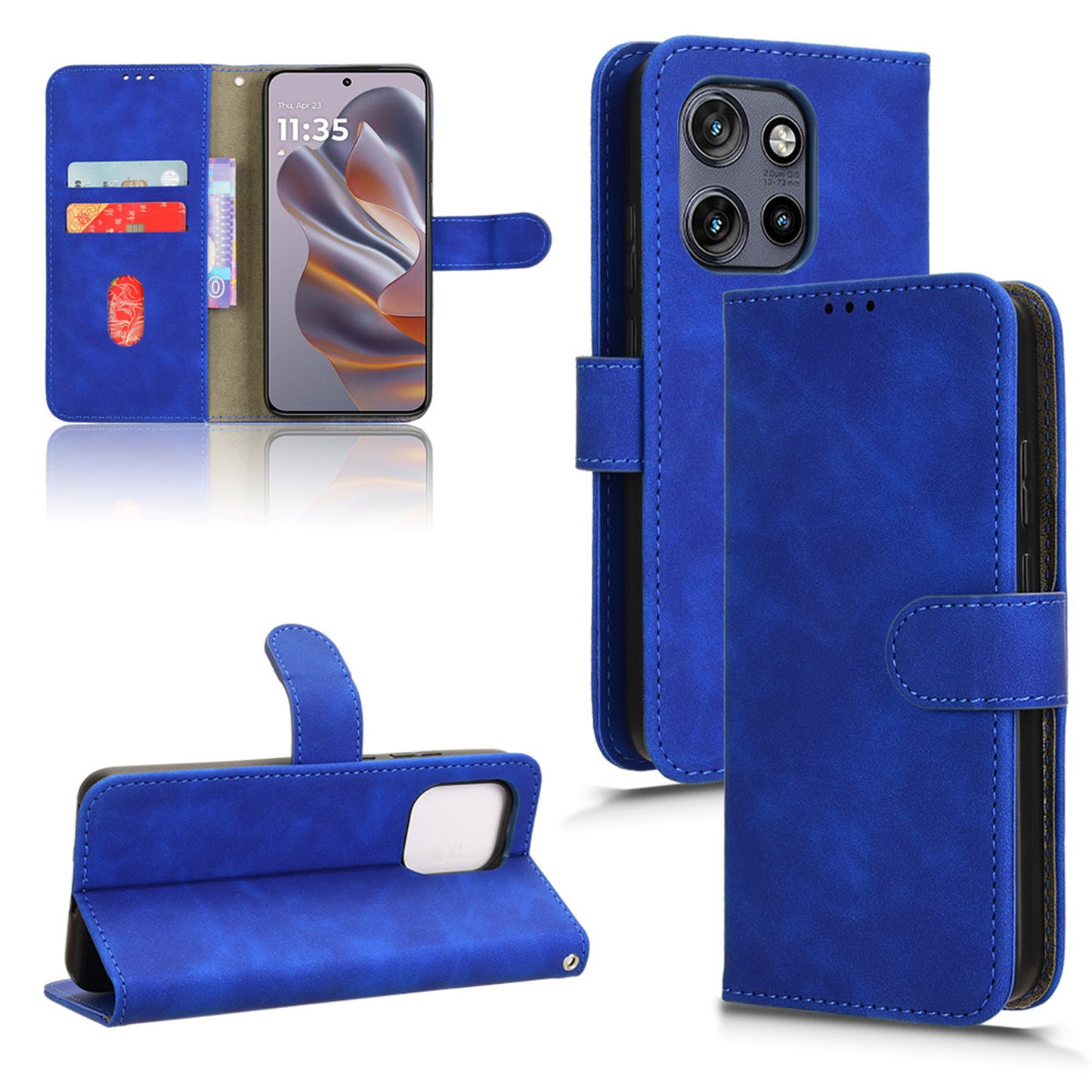 Wallet Case with Card Holder Flip Magnetic Protective Cover for Motorola Edge 50 Neo, Blue