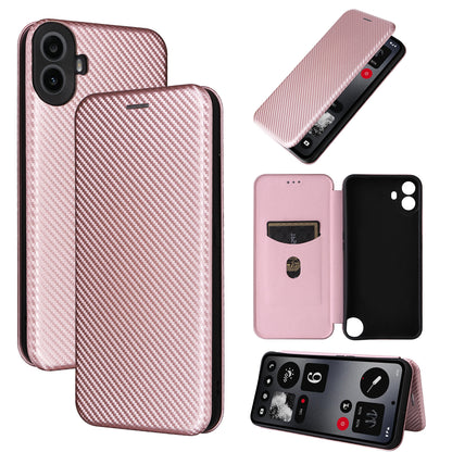 Carbon Fiber Flip Case for Nothing CMF Phone 1, Rose Gold