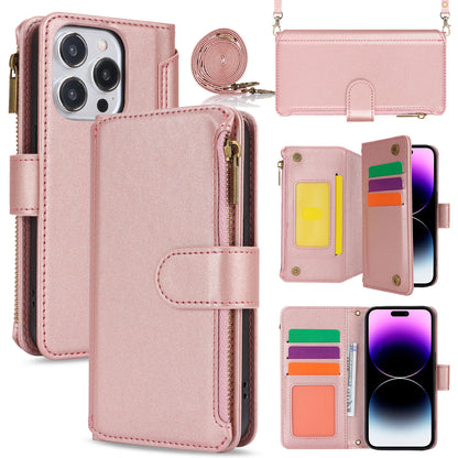 for iPhone 14 Pro Max Wallet Case with RFID Blocking, Rose Gold