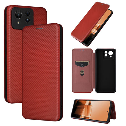 Carbon Fiber Flip Case for Asus Zenfone 11 Ultra, Brown