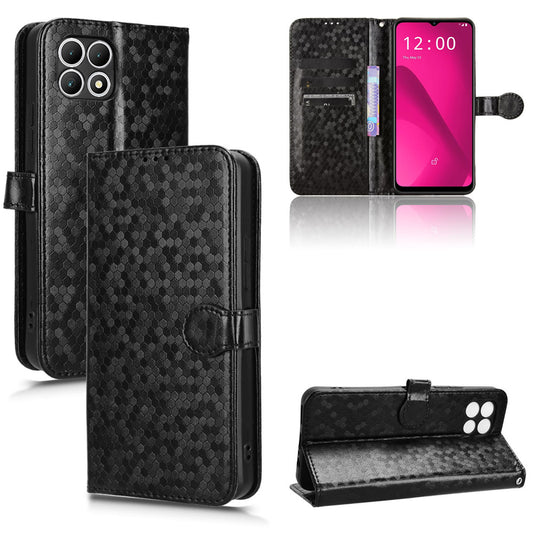 Slim Flip Polka-Dots Phone Case with Card Holder for T-Mobile REVVL 7 5G, Black