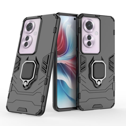 Support Magnetic Car Mounts Stylish Dual Layer Hard PC Back Case for OPPO Reno11 F 5G