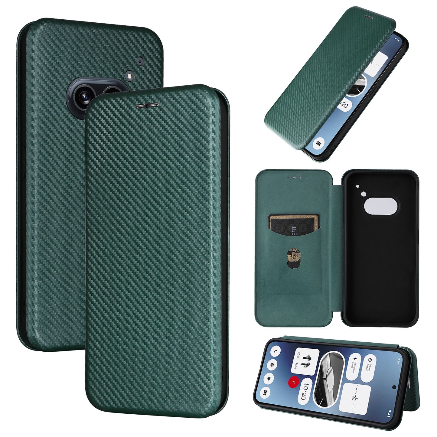 Carbon Fiber Flip Case for Nothing Phone (2a), Green