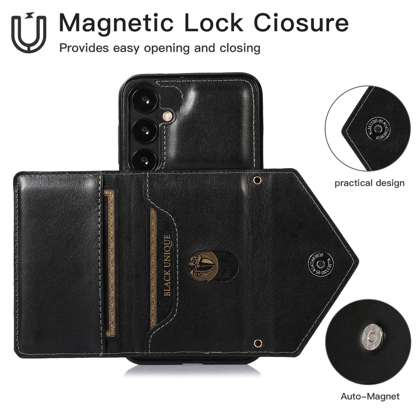 Magnetic Folding Stand Pocket Crossbody Wallet Case for Samsung Galaxy S24