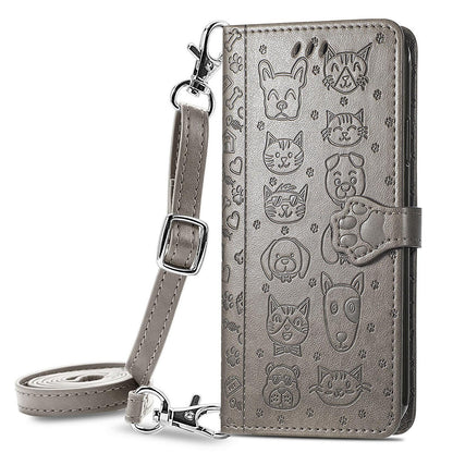 Wallet Case for Google Pixel 9A 8 Pro, Embossed Pattern Cartoon Style Crossbody Flip Phone Cover - Catdogyhgs Series