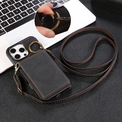 For iPhone 17 16 15 Pro Max Crossbody Wallet Case with Card Holder Magnetic Car Mount - Czcxxk Series