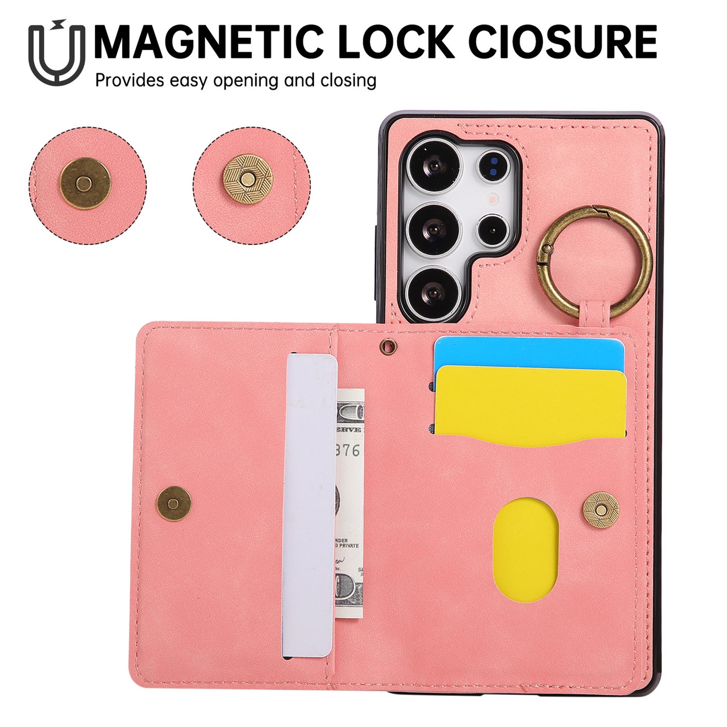 For Galaxy S25 S24 S23 Crossbody Wallet Case with Card Holder Magnetic Car Mount - Czcxxk Series