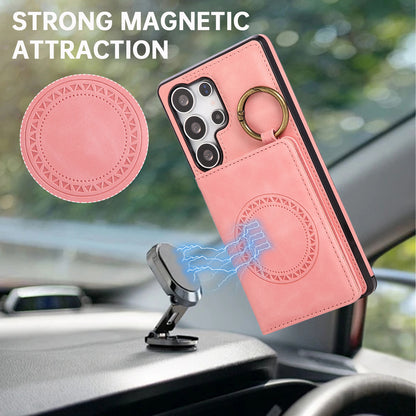 For Galaxy S25 S24 S23 Crossbody Wallet Case with Card Holder Magnetic Car Mount - Czcxxk Series