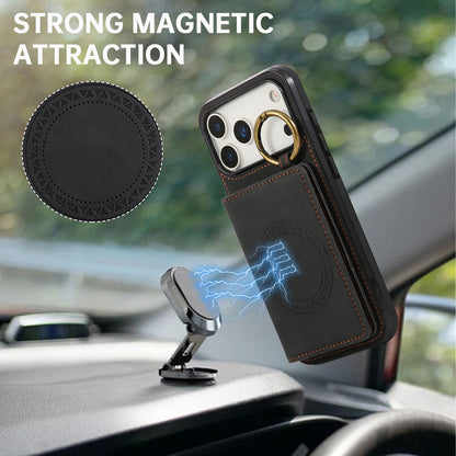 For iPhone 17 16 15 Pro Max Crossbody Wallet Case with Card Holder Magnetic Car Mount - Czcxxk Series