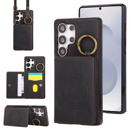 For Galaxy S25 S24 S23 Crossbody Wallet Case with Card Holder Magnetic Car Mount - Czcxxk Series
