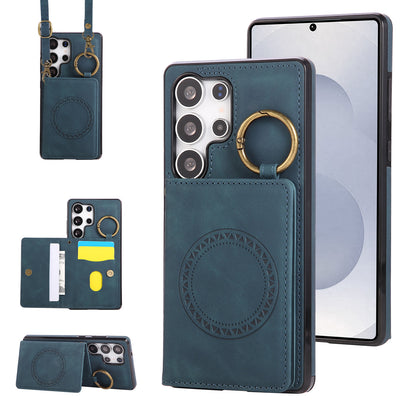 For Galaxy S25 S24 S23 Crossbody Wallet Case with Card Holder Magnetic Car Mount - Czcxxk Series