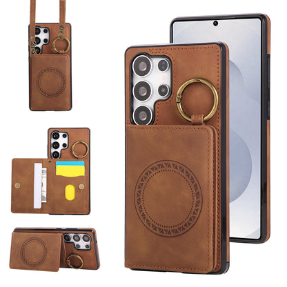For Galaxy S25 S24 S23 Crossbody Wallet Case with Card Holder Magnetic Car Mount - Czcxxk Series