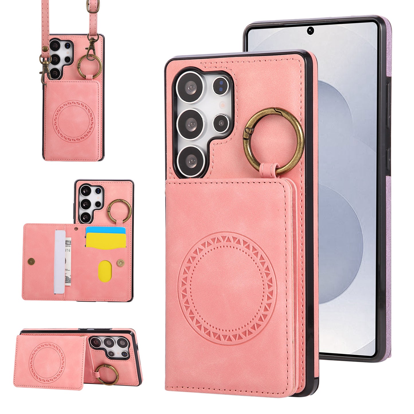 For Galaxy S25 S24 S23 Crossbody Wallet Case with Card Holder Magnetic Car Mount - Czcxxk Series