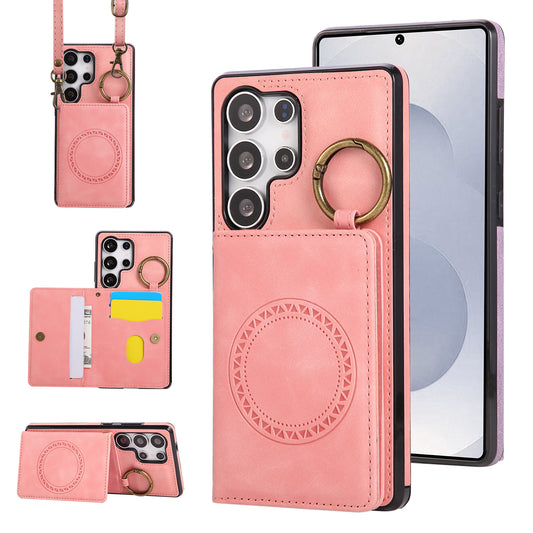For Galaxy S25 S24 S23 Crossbody Wallet Case with Card Holder Magnetic Car Mount - Czcxxk Series