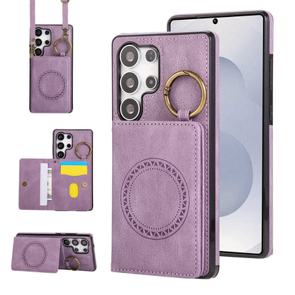 For Galaxy S25 S24 S23 Crossbody Wallet Case with Card Holder Magnetic Car Mount - Czcxxk Series