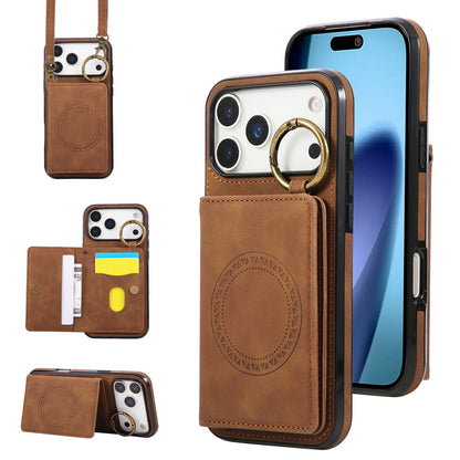 For iPhone 17 16 15 Pro Max Crossbody Wallet Case with Card Holder Magnetic Car Mount - Czcxxk Series