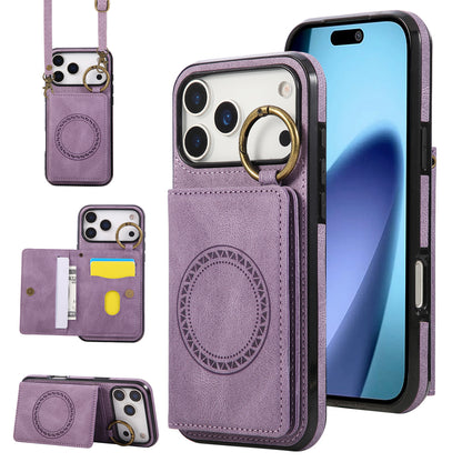 For iPhone 17 16 15 Pro Max Crossbody Wallet Case with Card Holder Magnetic Car Mount - Czcxxk Series