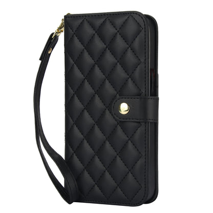 For iPhone 16e 15 Pro Max Crossbody Wallet Case with Card Holder, Quilted Leather Wrist Strap RFID Blocking Case - Dgnxxfgs Series